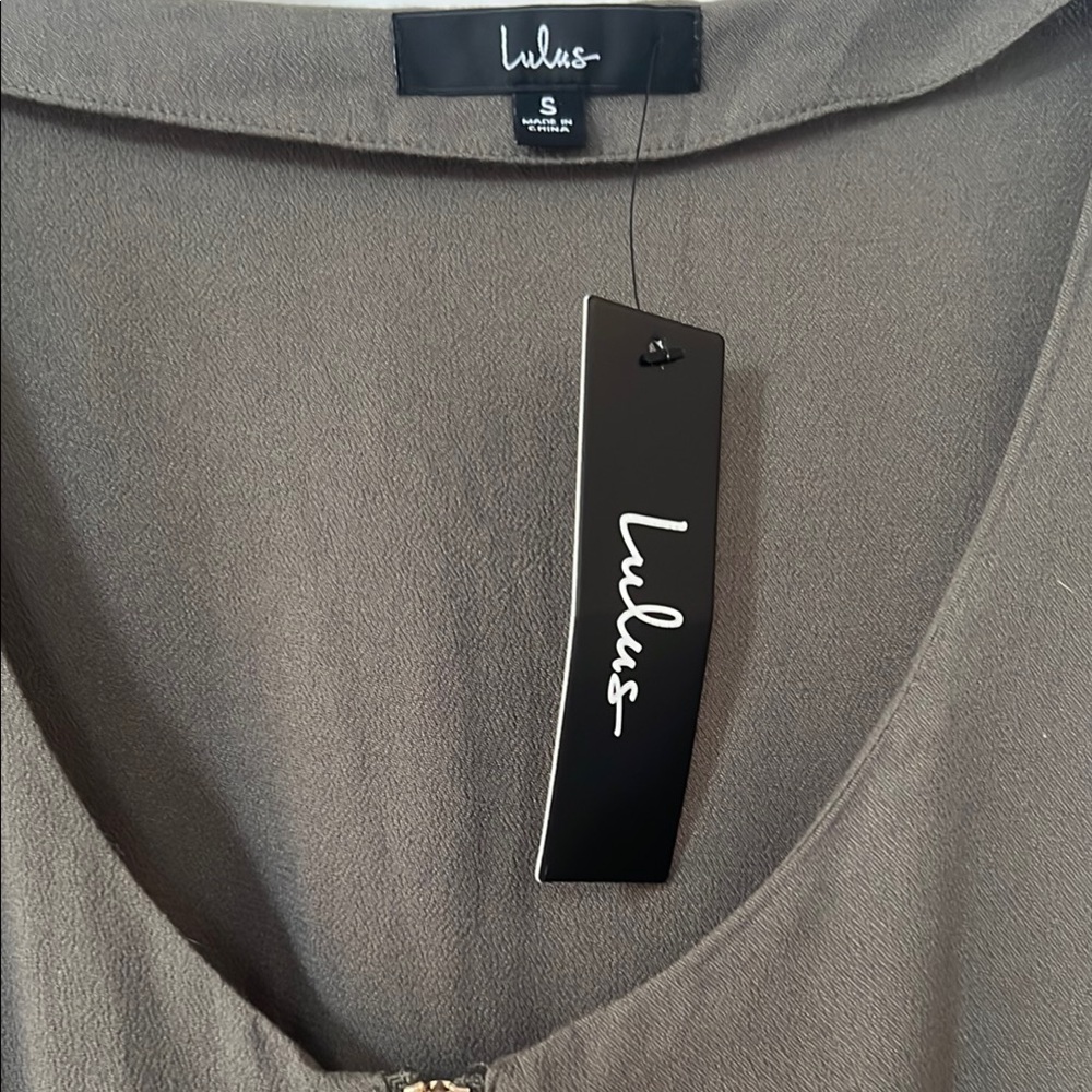 NWT- Lulus Olive Green Short Sleeve Romper - Picture 2 of 6